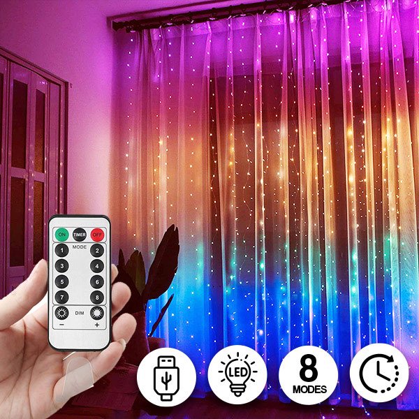 Viacfarebný svetelný záves s 300 LED svetlami (1+1 GRATIS) - Colorlights