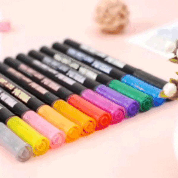 Strieborné fixky s farebným okrajom - 12ks - Silvermarkers