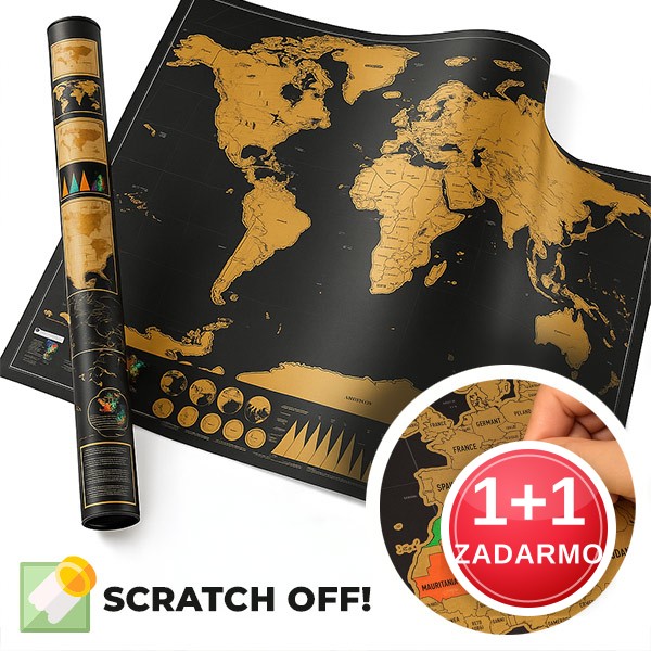 Scratch off svetová mapa - Scratchmap (1 + 1 ZADARMO)