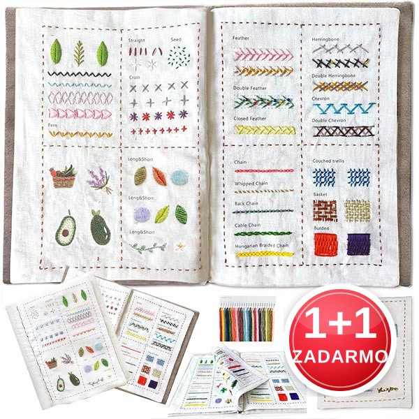 Kniha na učenie vyšívanie - Stitchbook (1 + 1 ZADARMO)